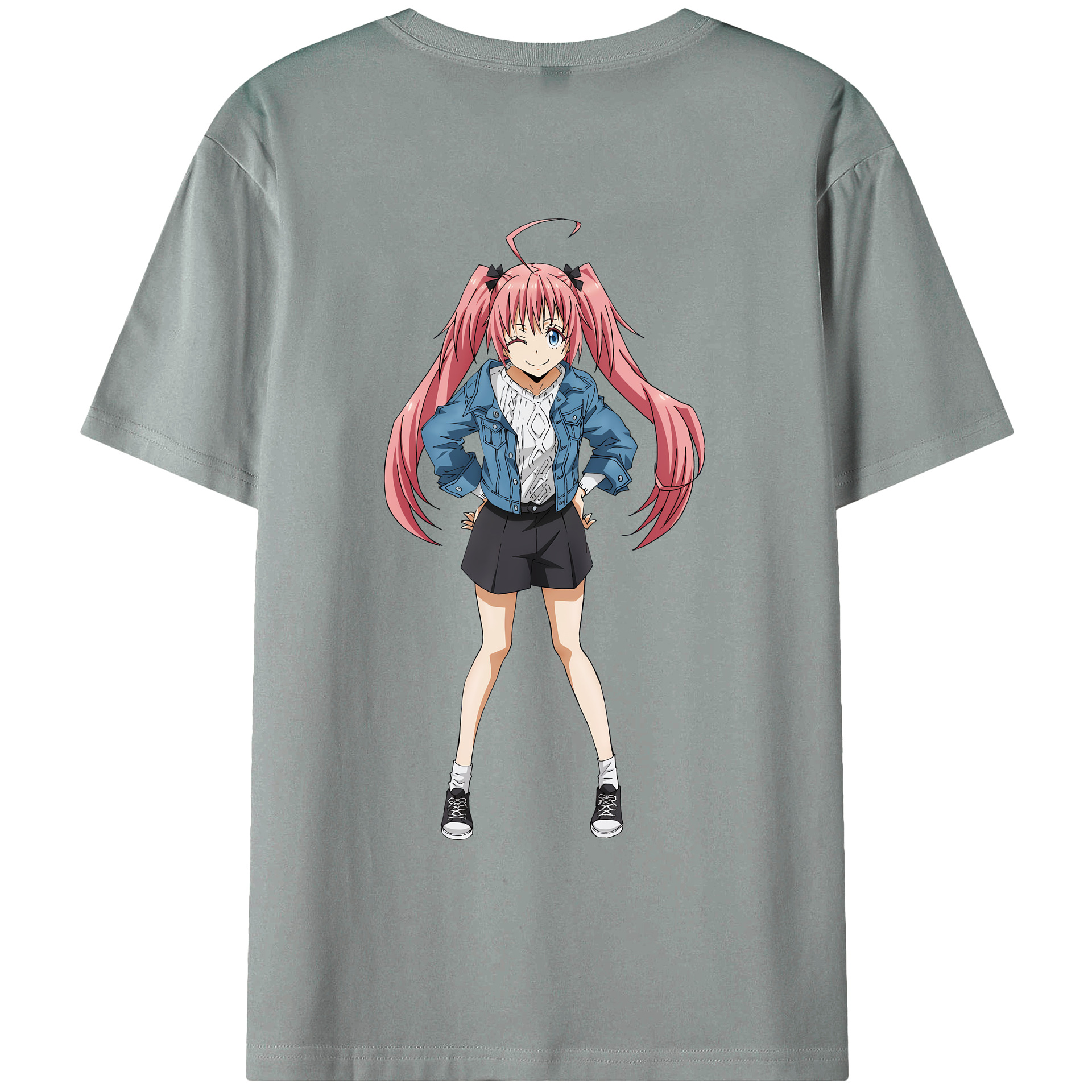 （画像用） 転スラ Regarding Reincarnated to Slime 綿100％ メンズ半袖Tシャツ（バックプリント） 通気性